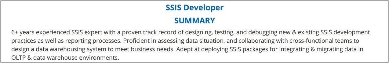 Ssis Ssrs Resume 5 Years Experience