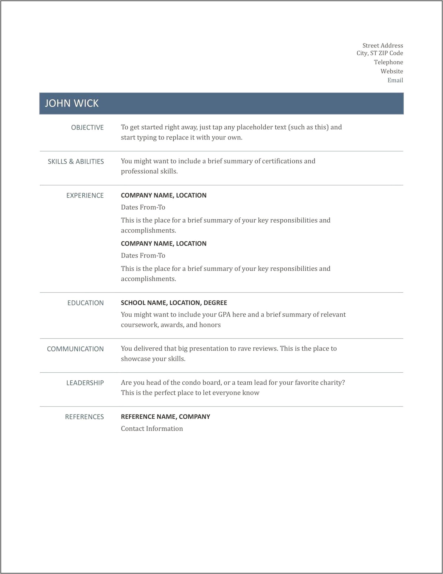 Standard Resume Format For Experienced Free Download