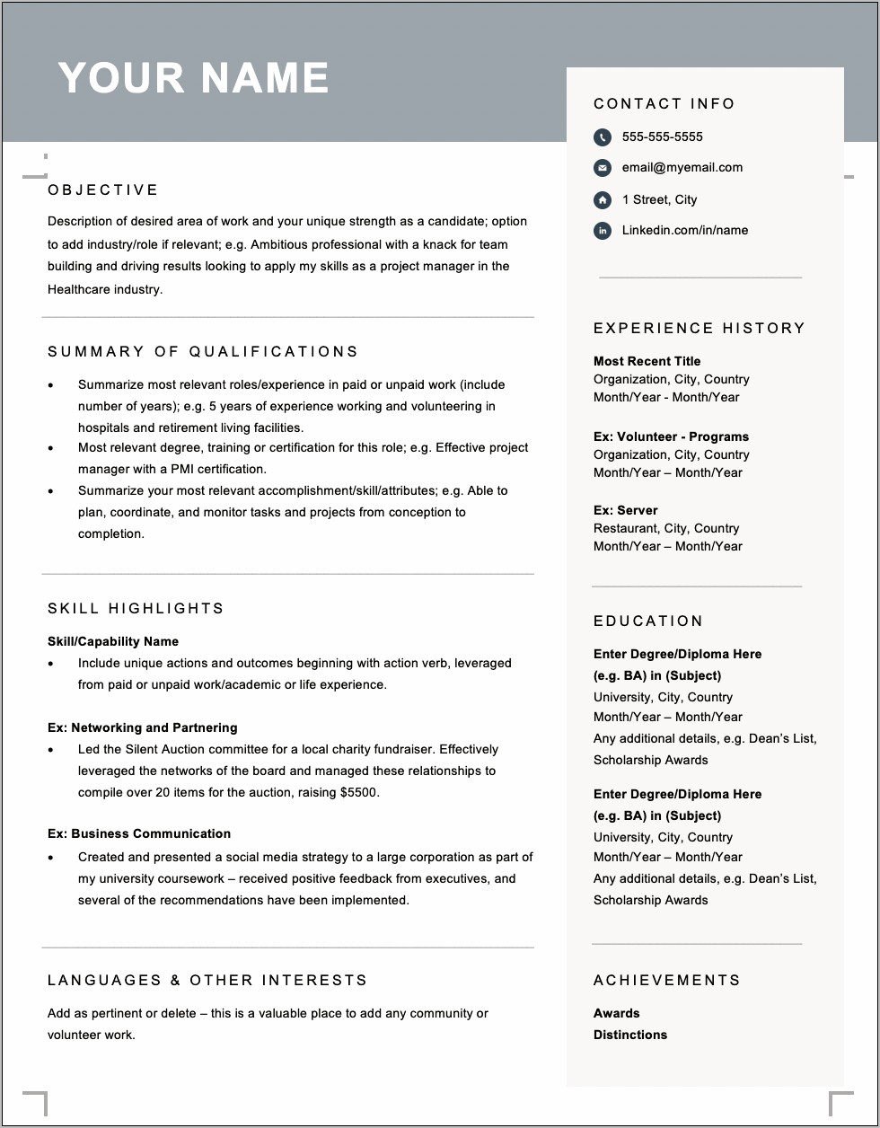 Standard Resume Format For Freshers Free Download Pdf
