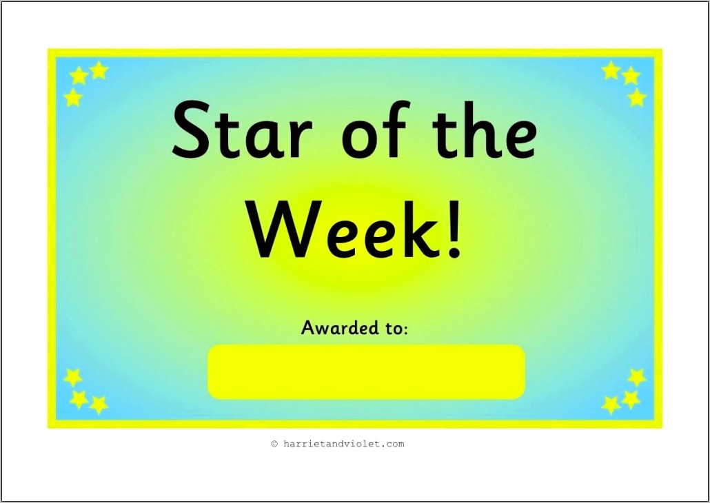 Star Of The Week Template Free