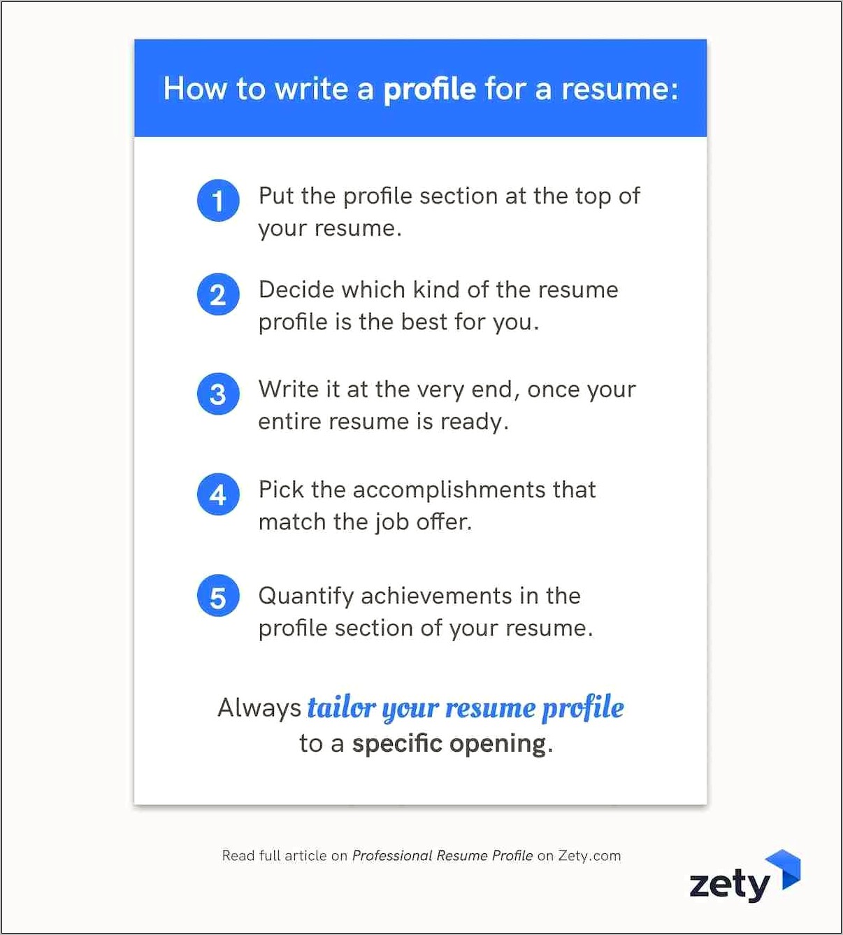 Starting Words For Profile Section Of The Resume