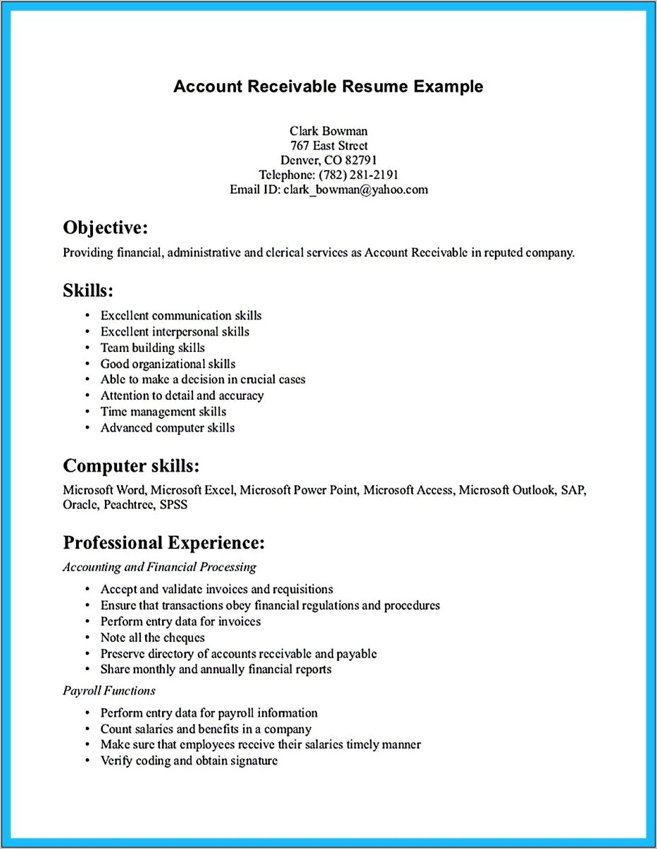 Strong Excell Word Skills For Resume