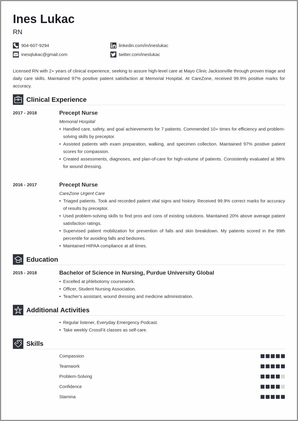 Student Nurse Resume Maternity Clinical Experience