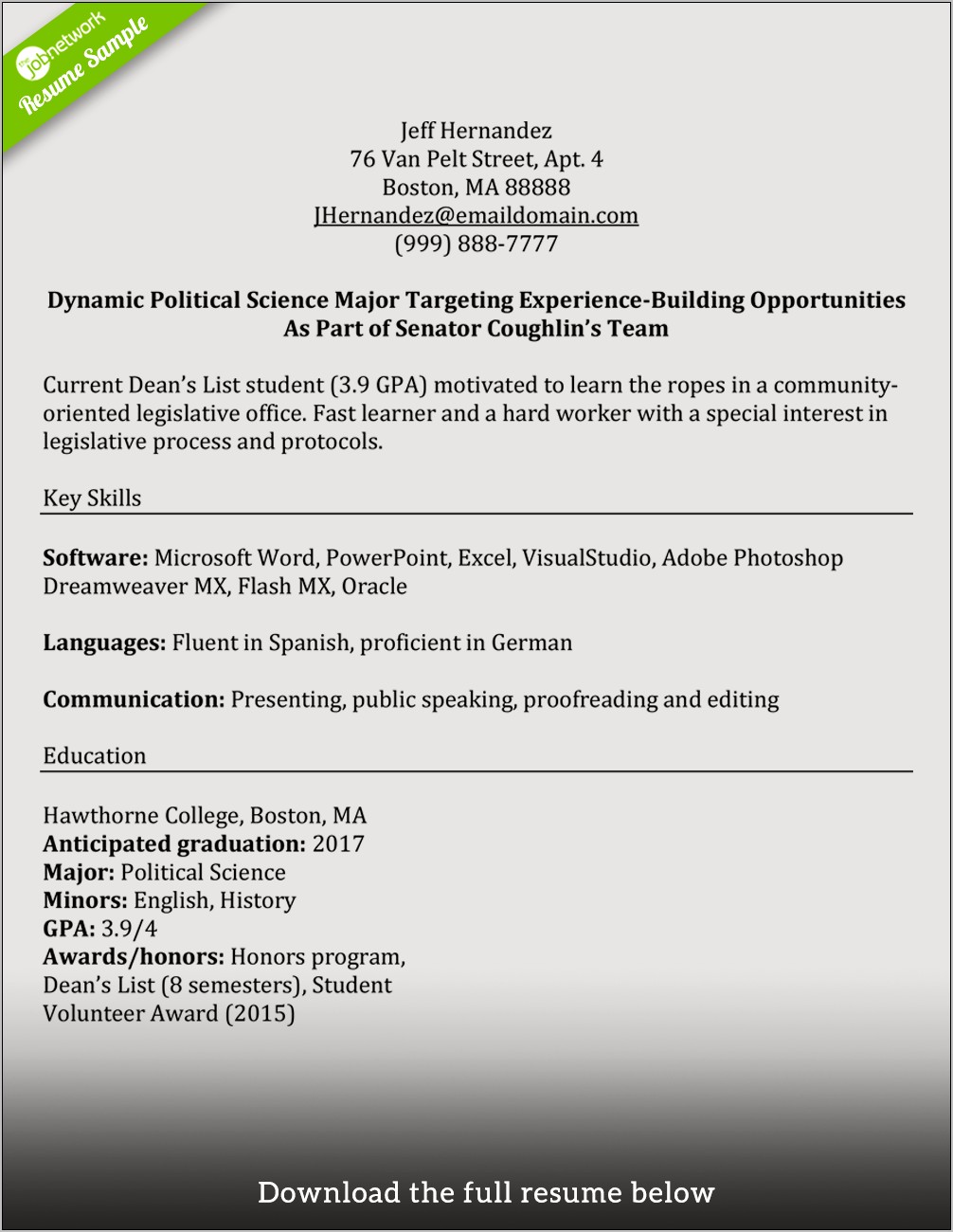 Student Resume High School No Work Experience