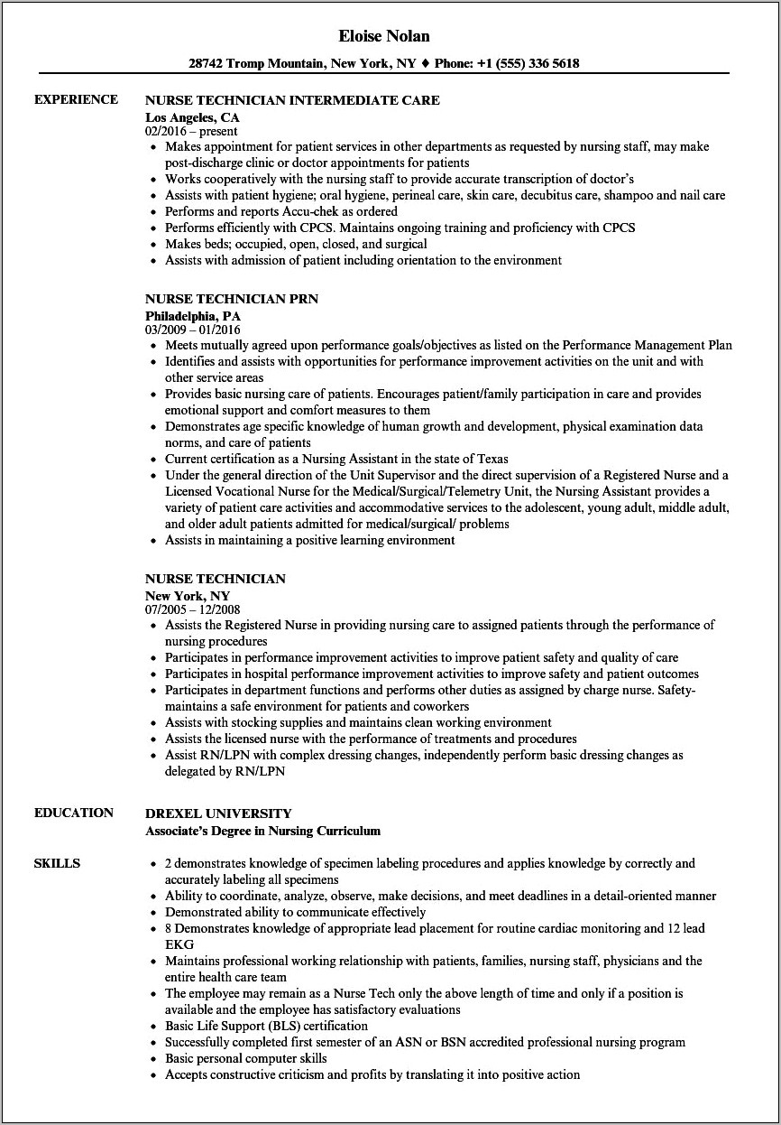 Student Technician Resume For On Campus Job