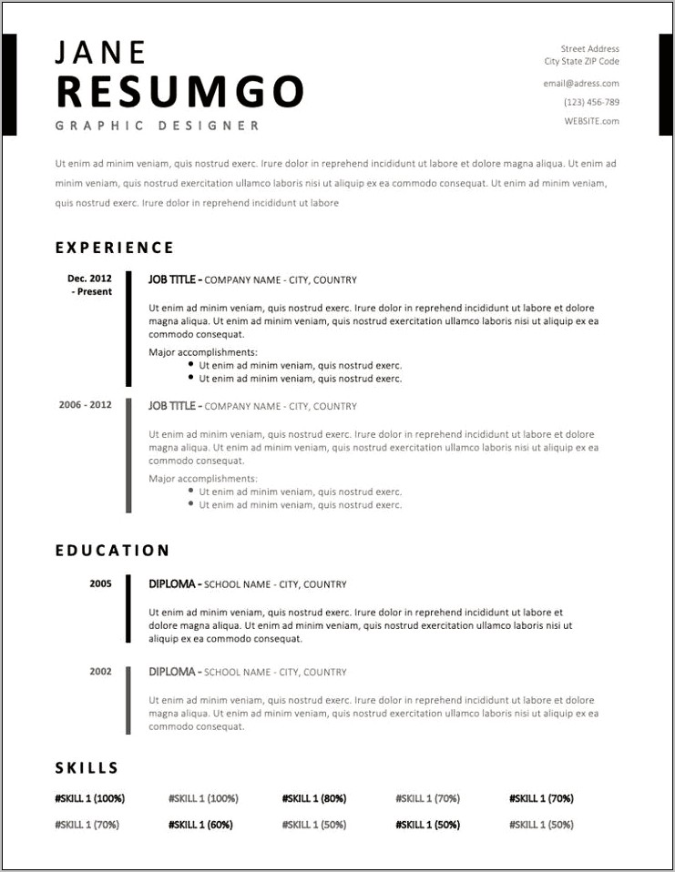 Stylish But Simple Examples Of Resume