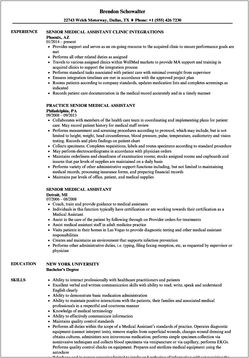 Summary Statement For Medical Assistant Resume
