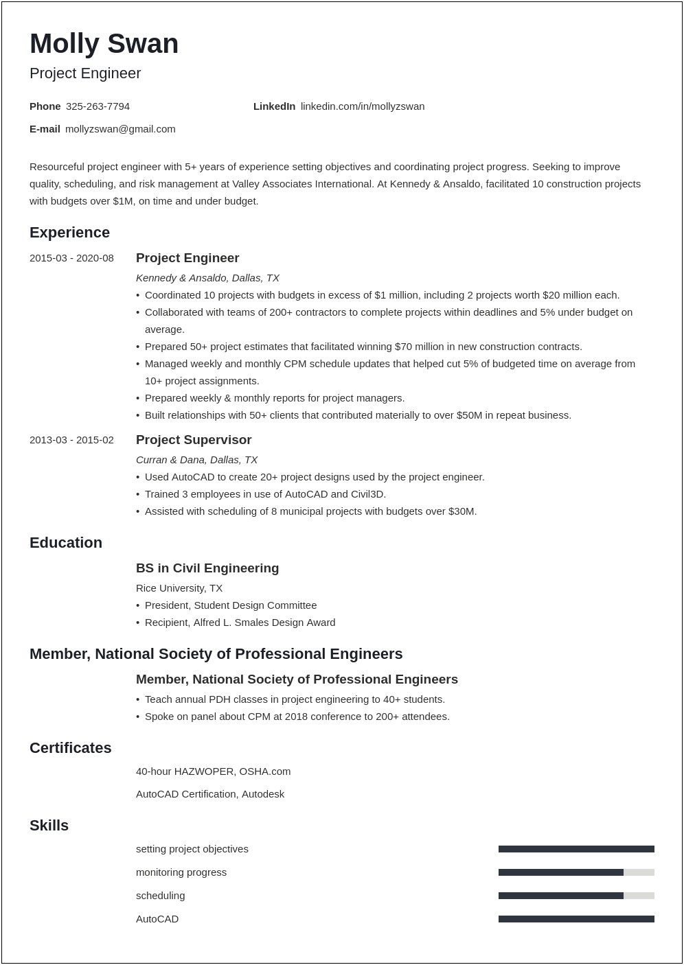 Summary Statements For Engineer Resume Examples
