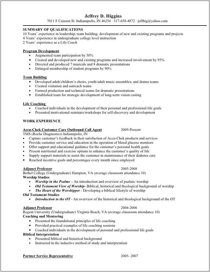 Summary Statment For Visitation Worker Resume