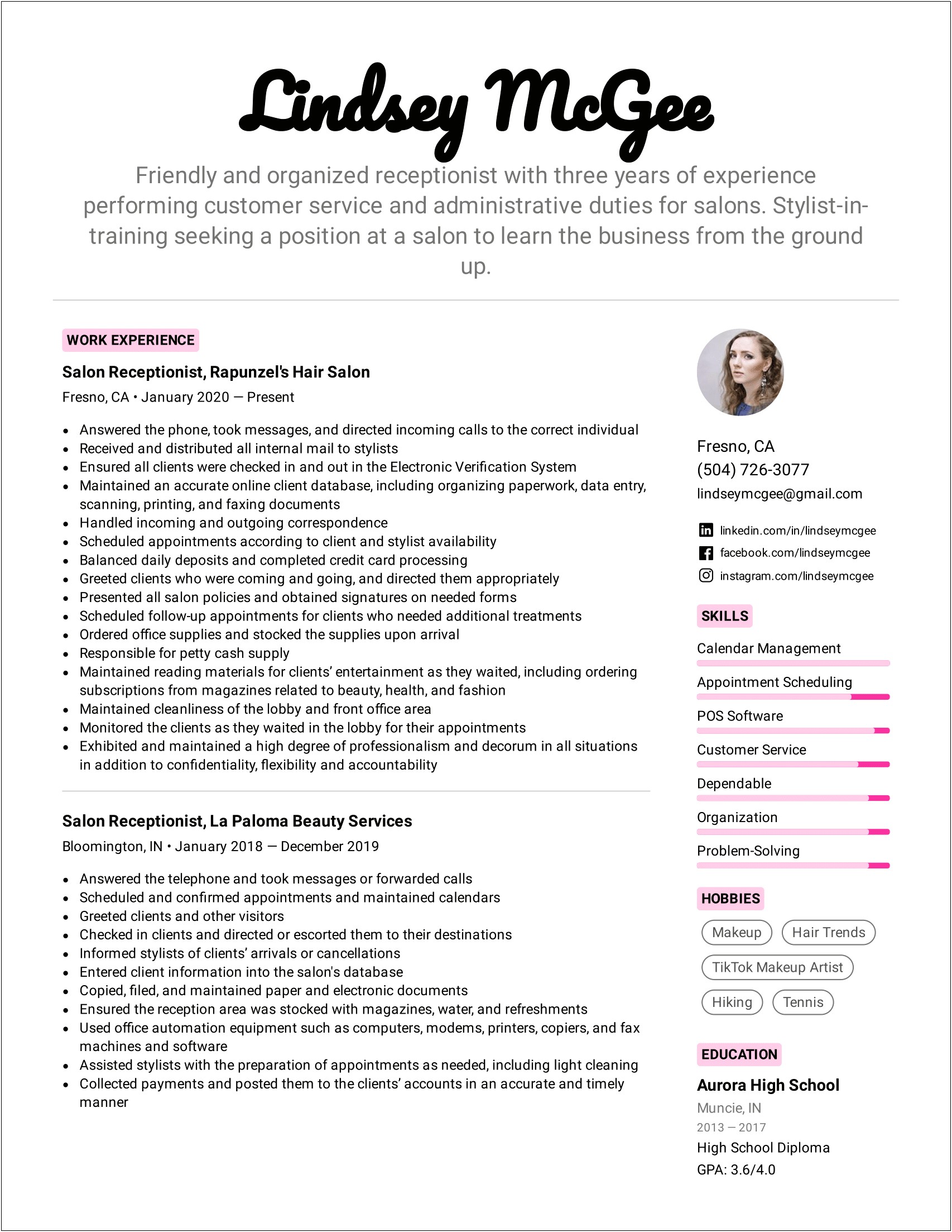 Summary To Put In A Hair Stylist Resume