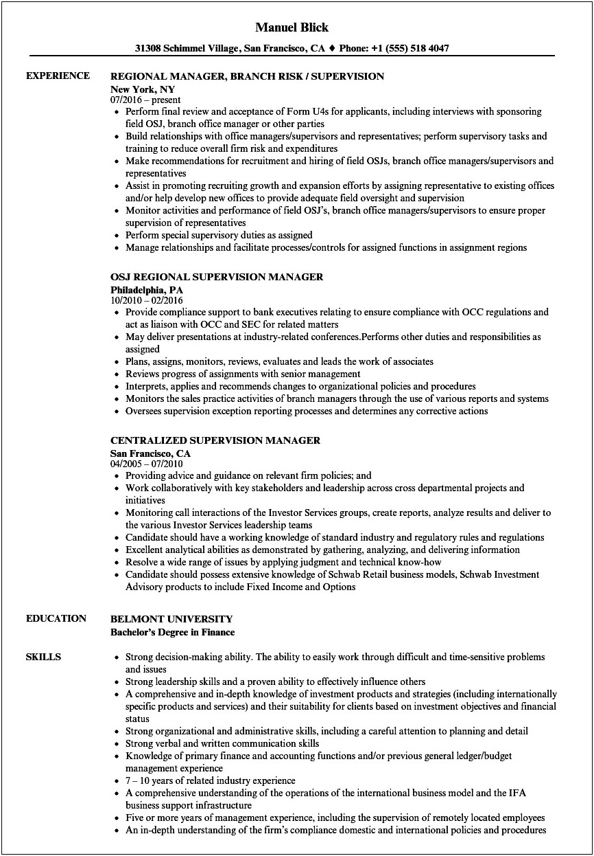 Supervisory Experience On Resume Ask A Manager