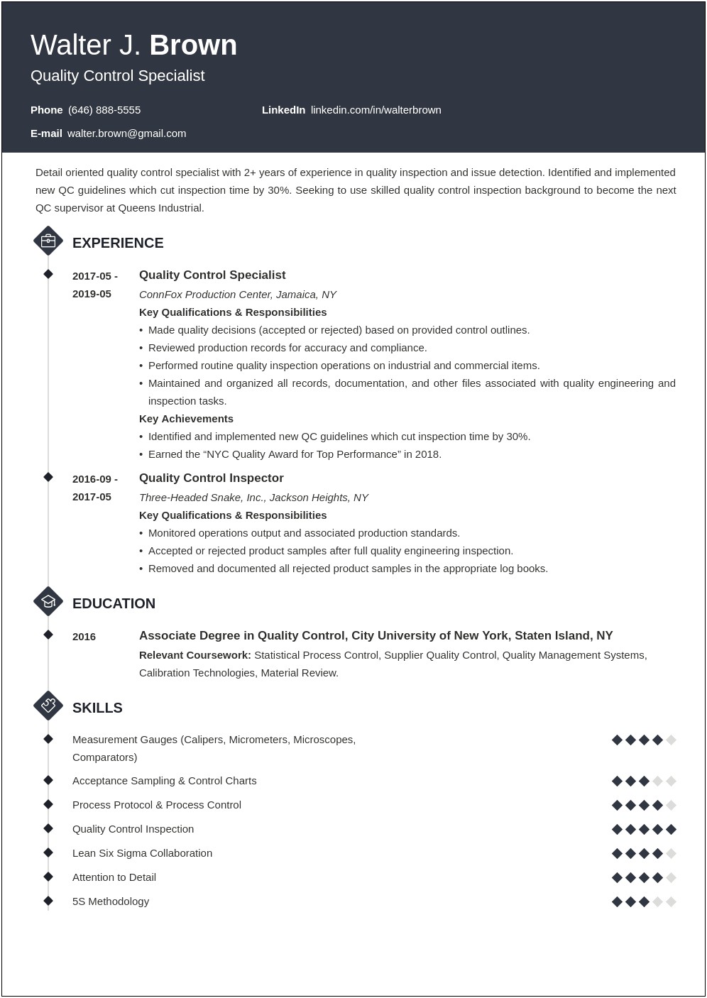 Supplier Quality Manager For Manufacturing Resume