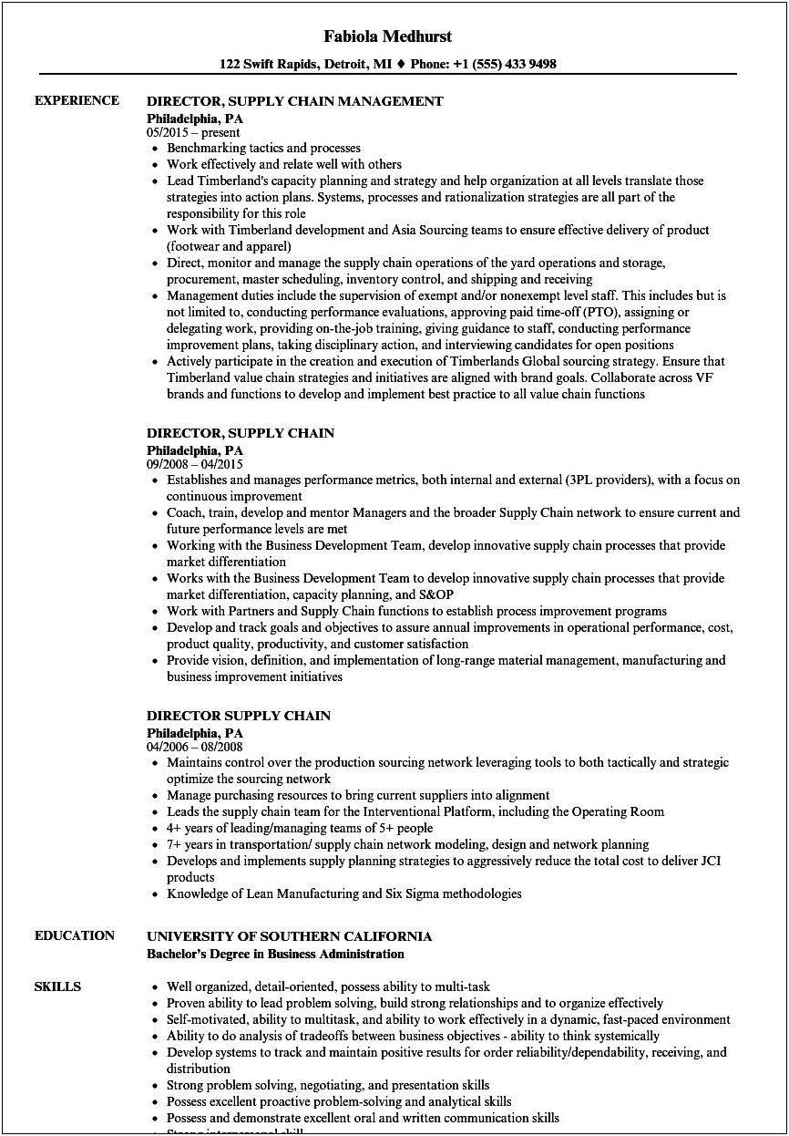 Supply Chain Management Objectives For Resume