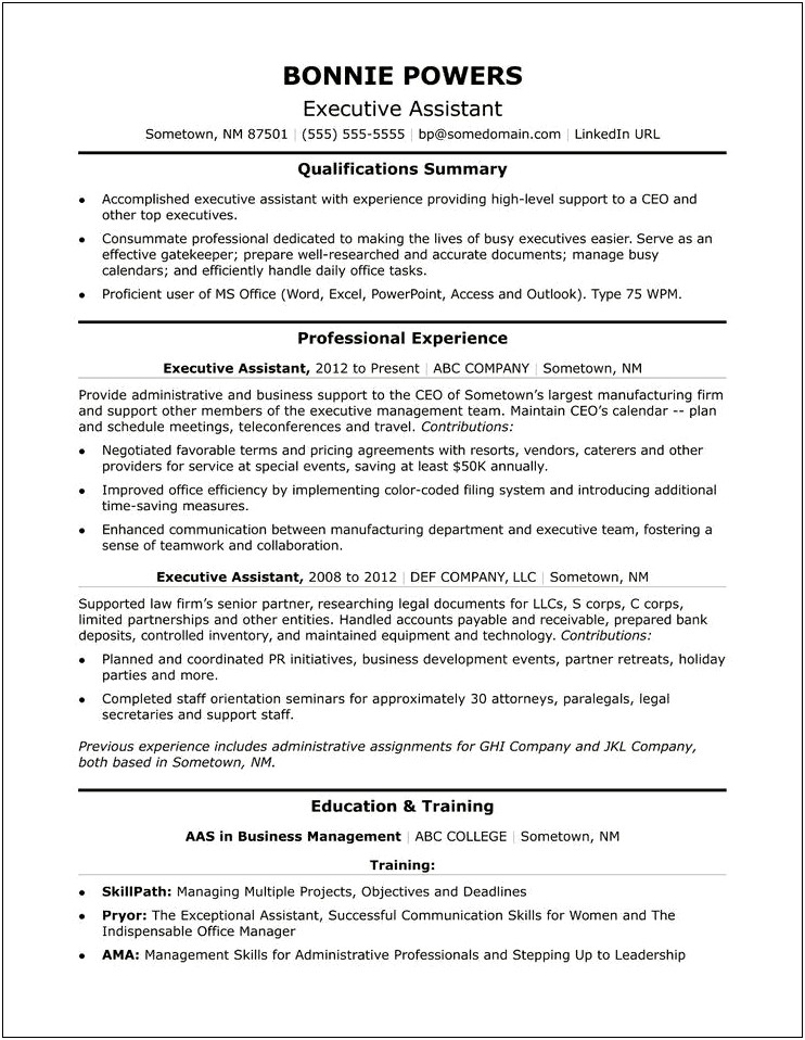 Support Staff Job Description For Resume