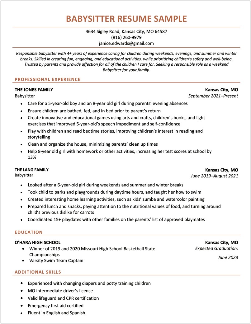 Swimming Beneficial On High School Resume