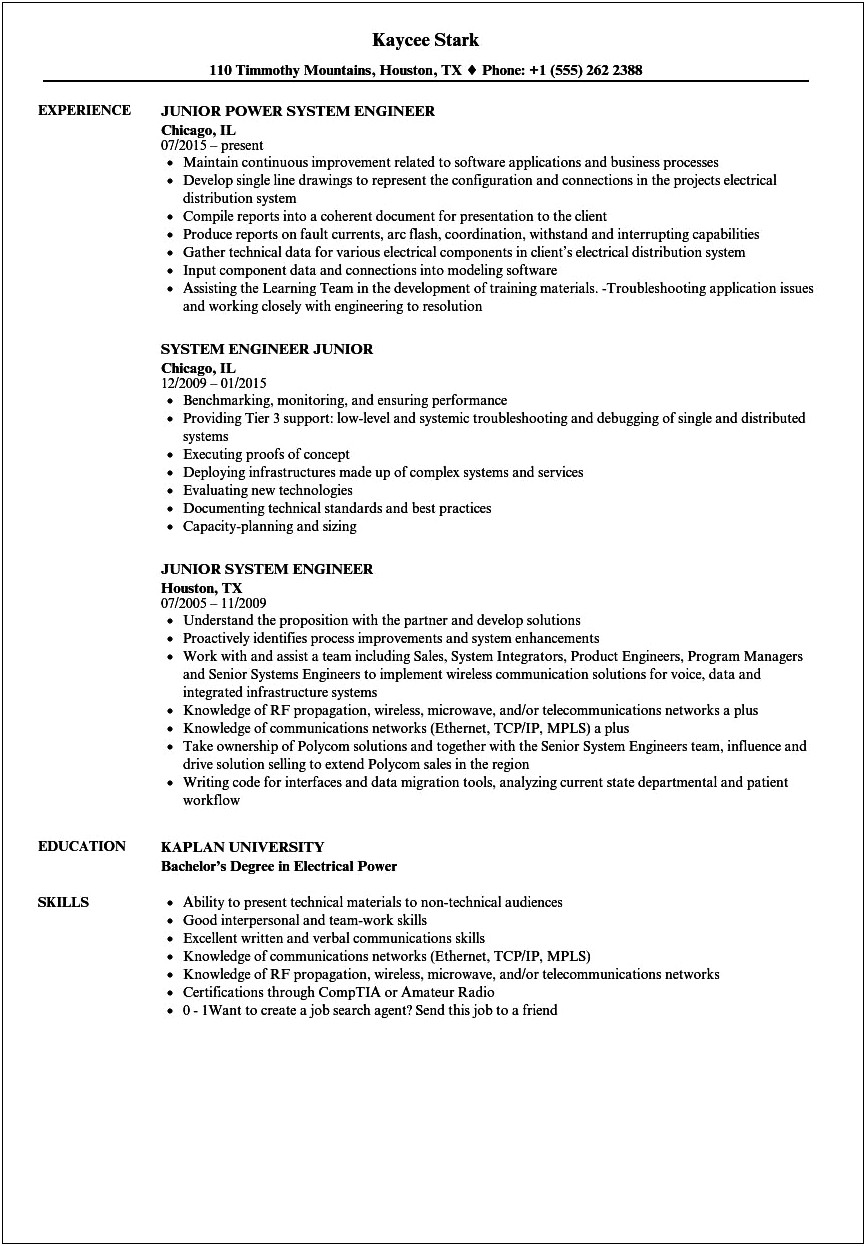 System Engineer 3 Years Experience Resume