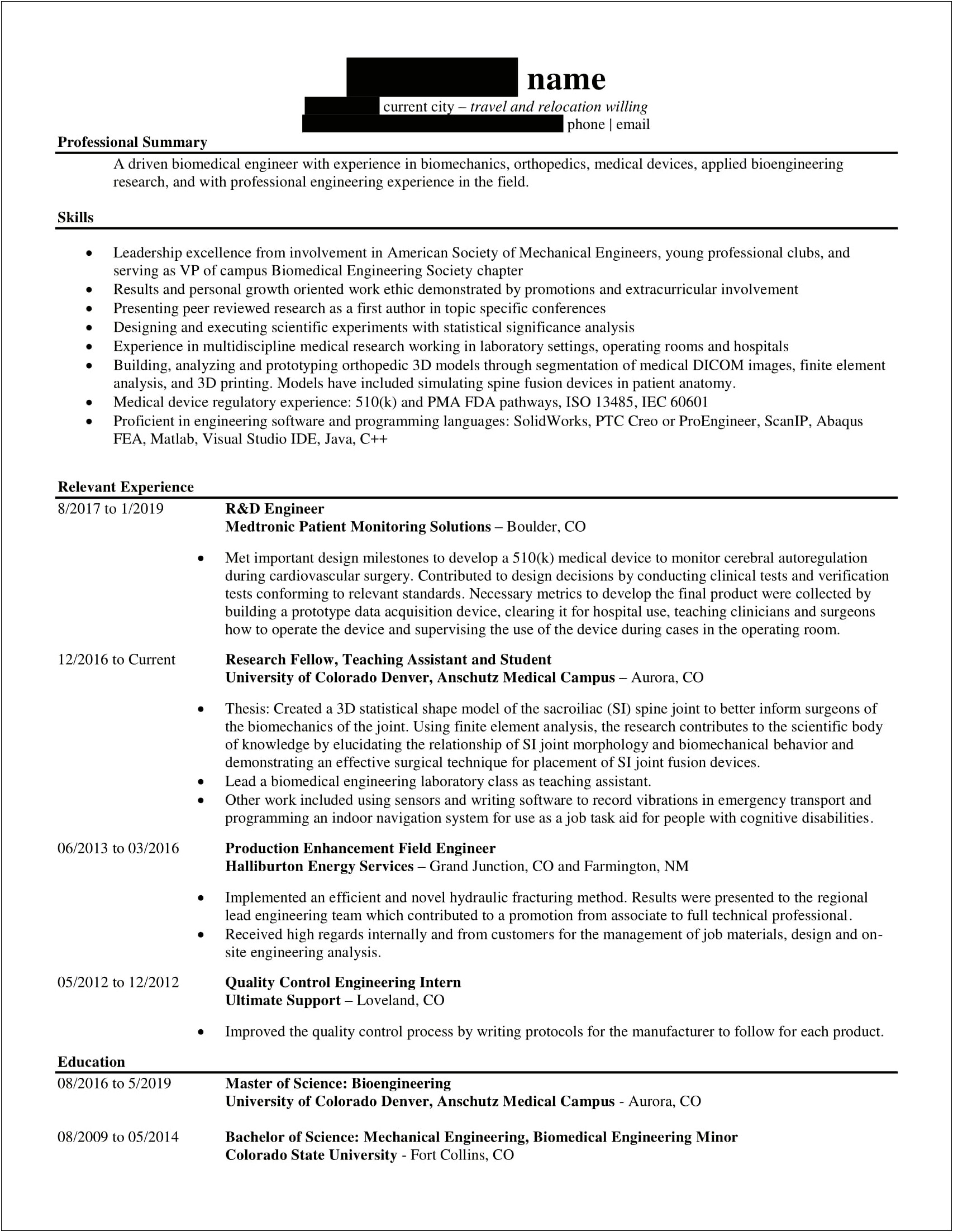 Systems Engineer Medical Device Resume Samples