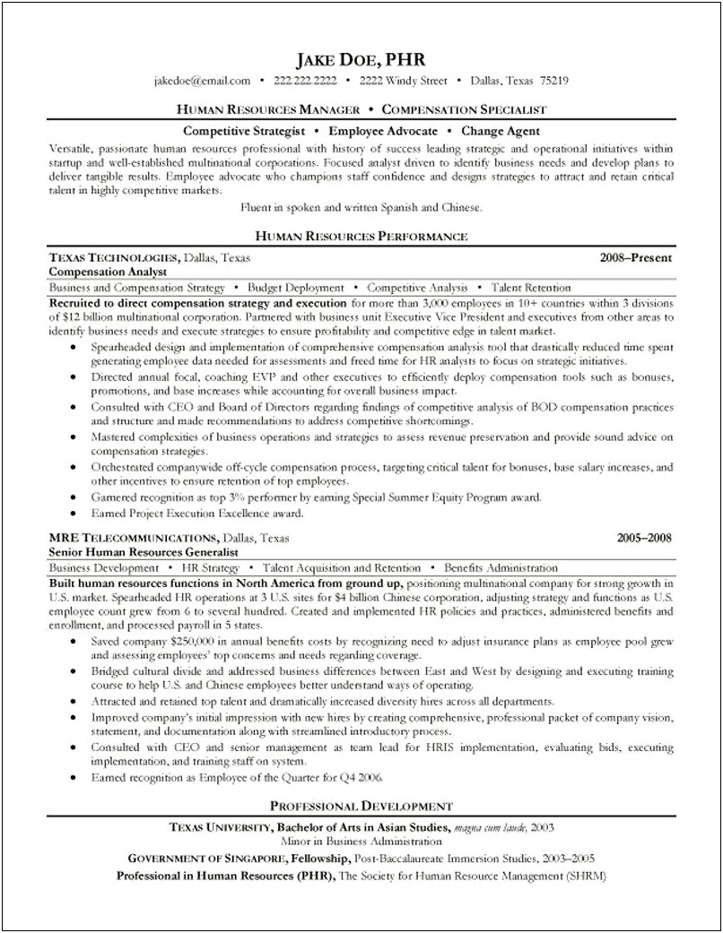 Talent Acquision Manager And Employee Relations Resume