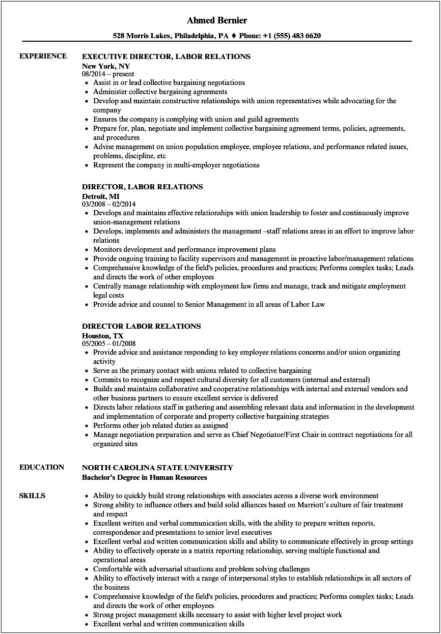 Talent Manager Resume And Conducting Unemployment Hearings