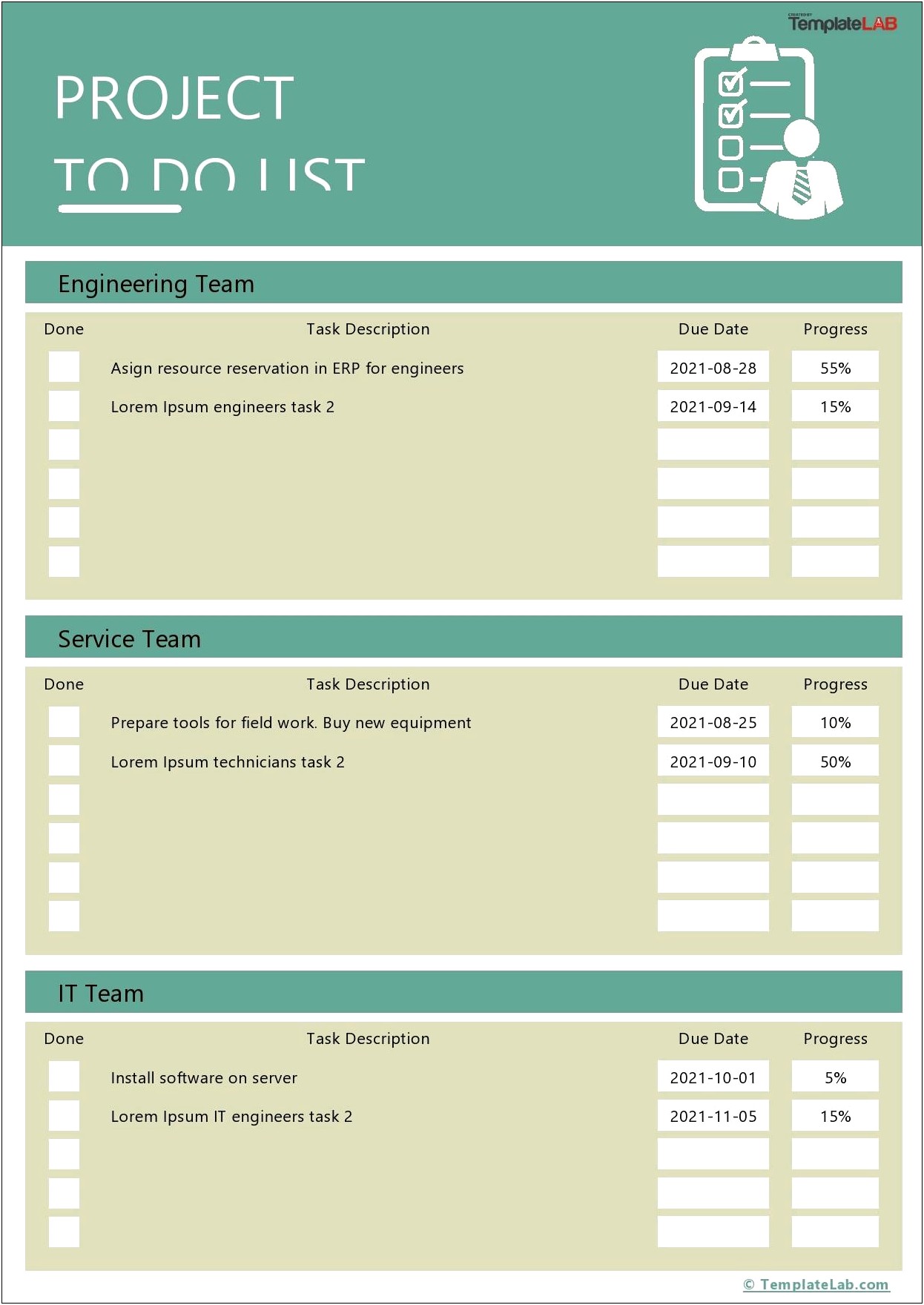 Task List Excel Template Free Download