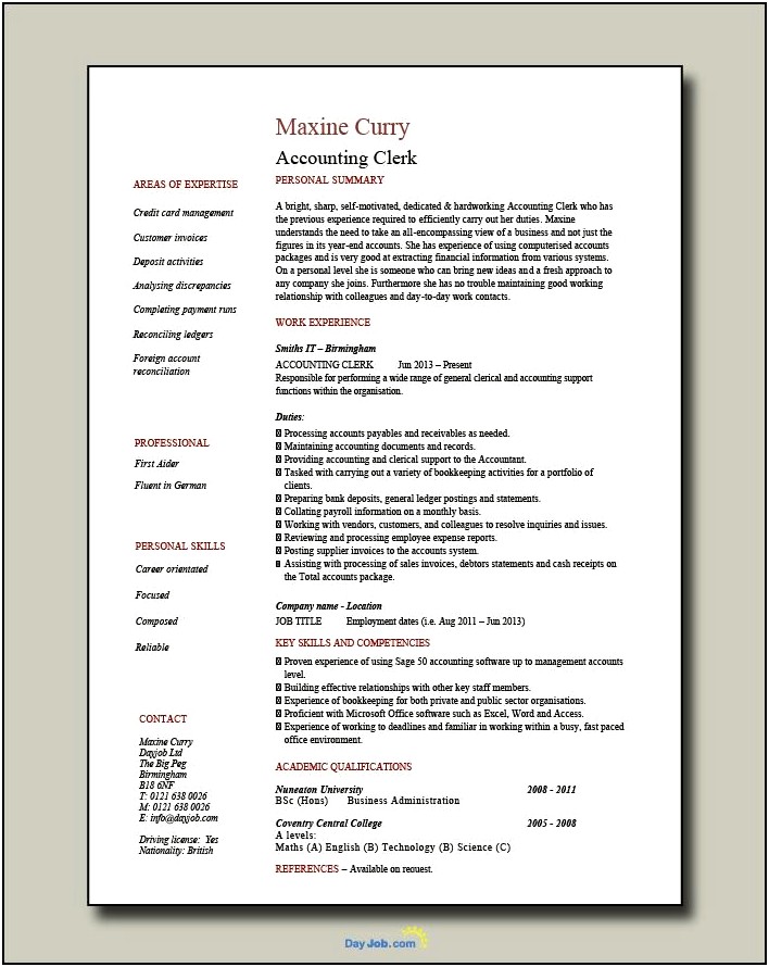 Tax Assistant Job Description For Resume