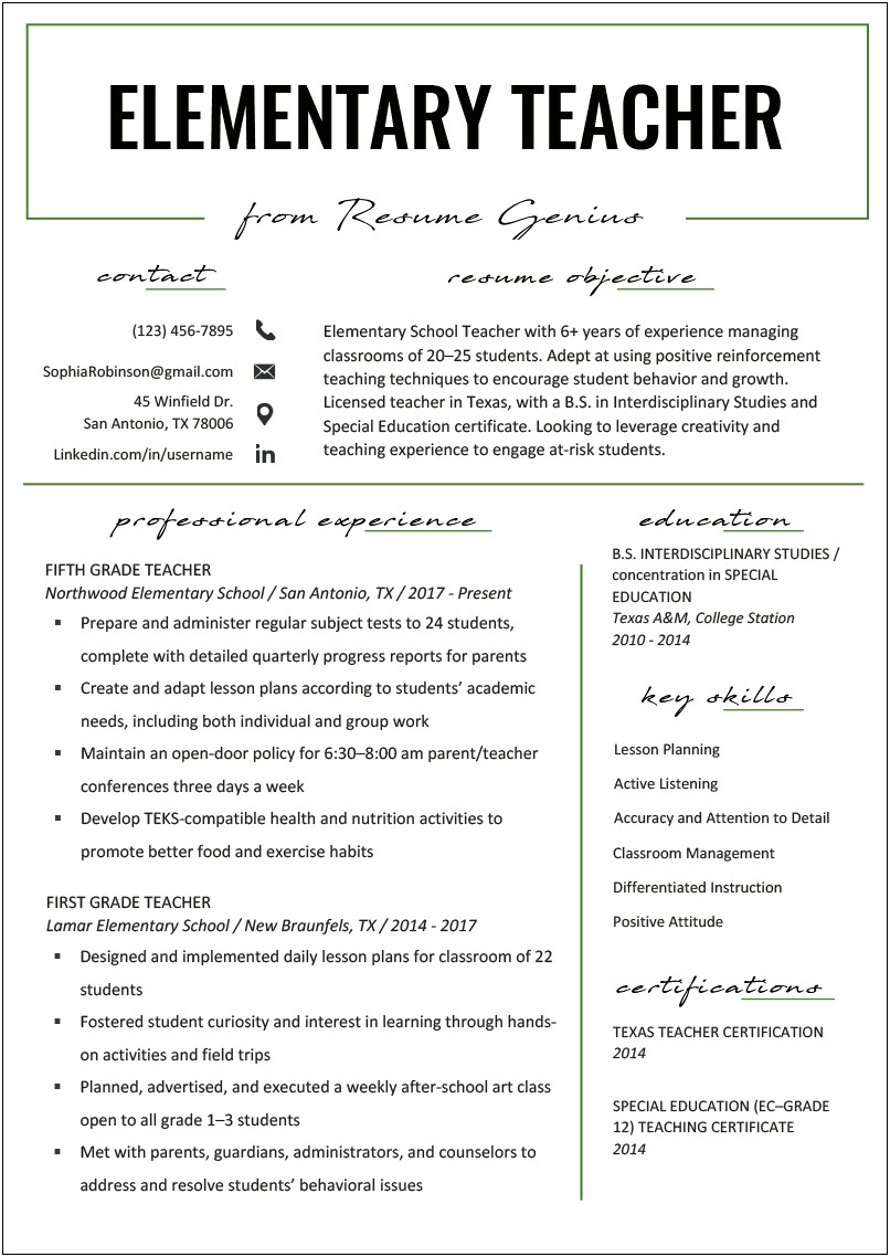 Teacher Assistant Experience On A Resume
