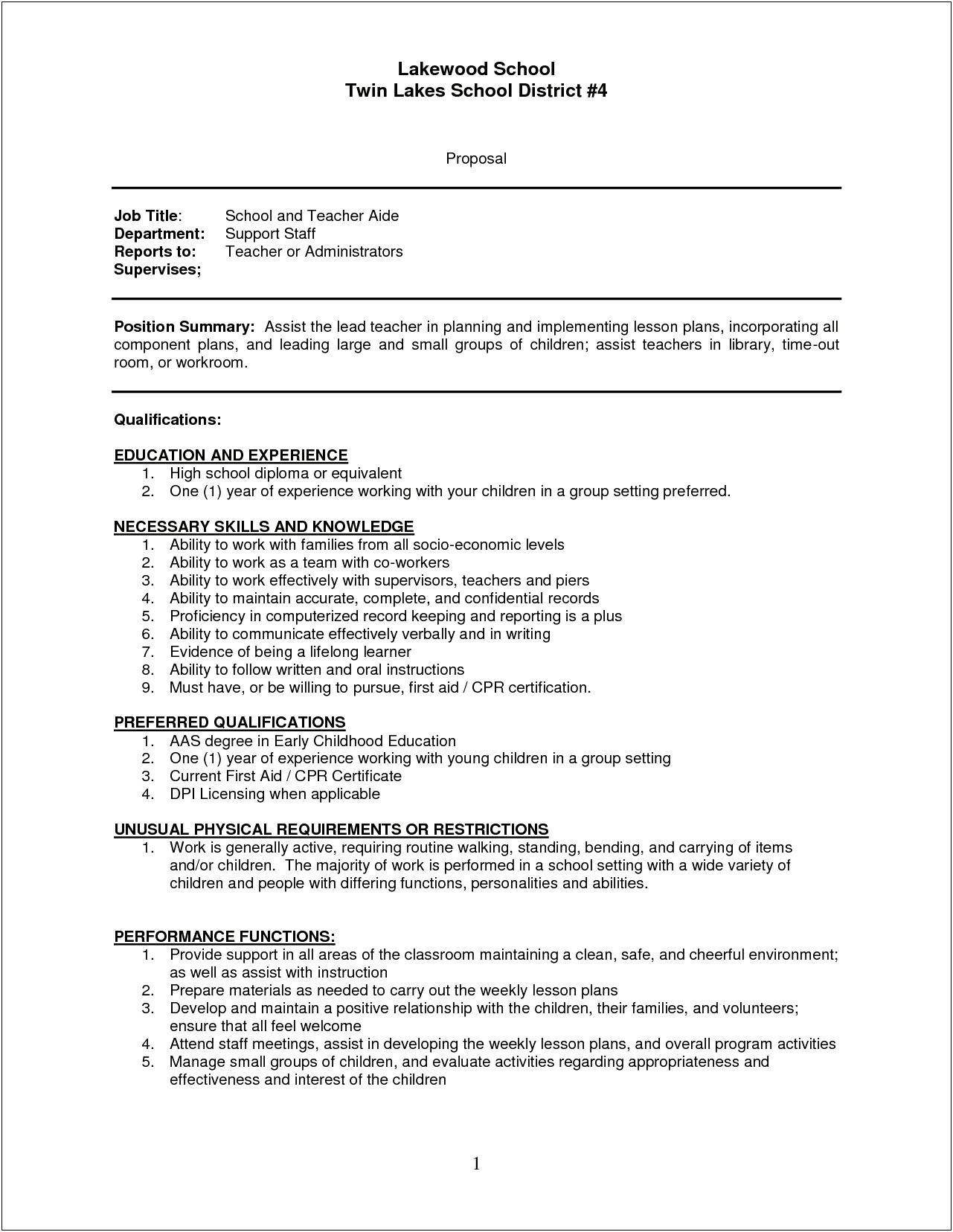 Teacher Assistant Resume With No Experience