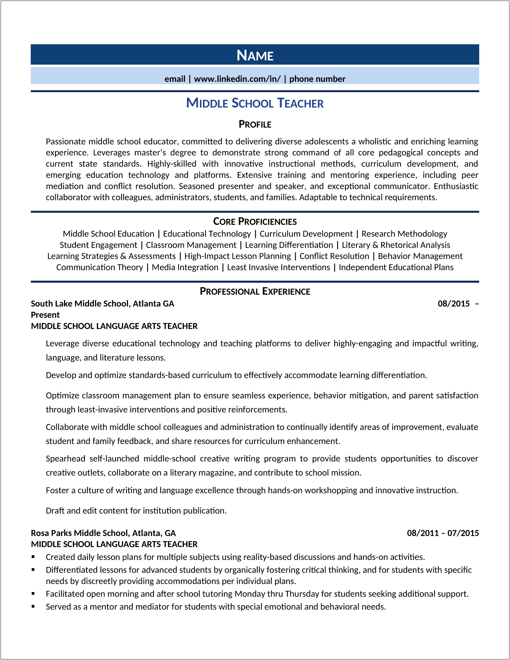 Teacher Resume Collaborate With School Specialists