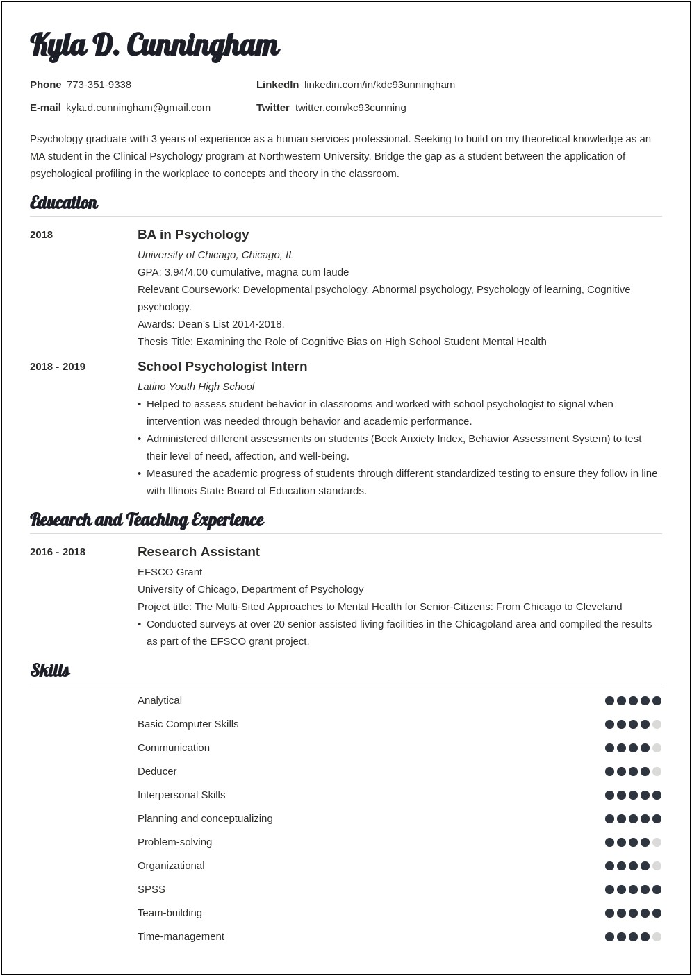 Teacher Resume Examples 2018 With Masters Degree Education
