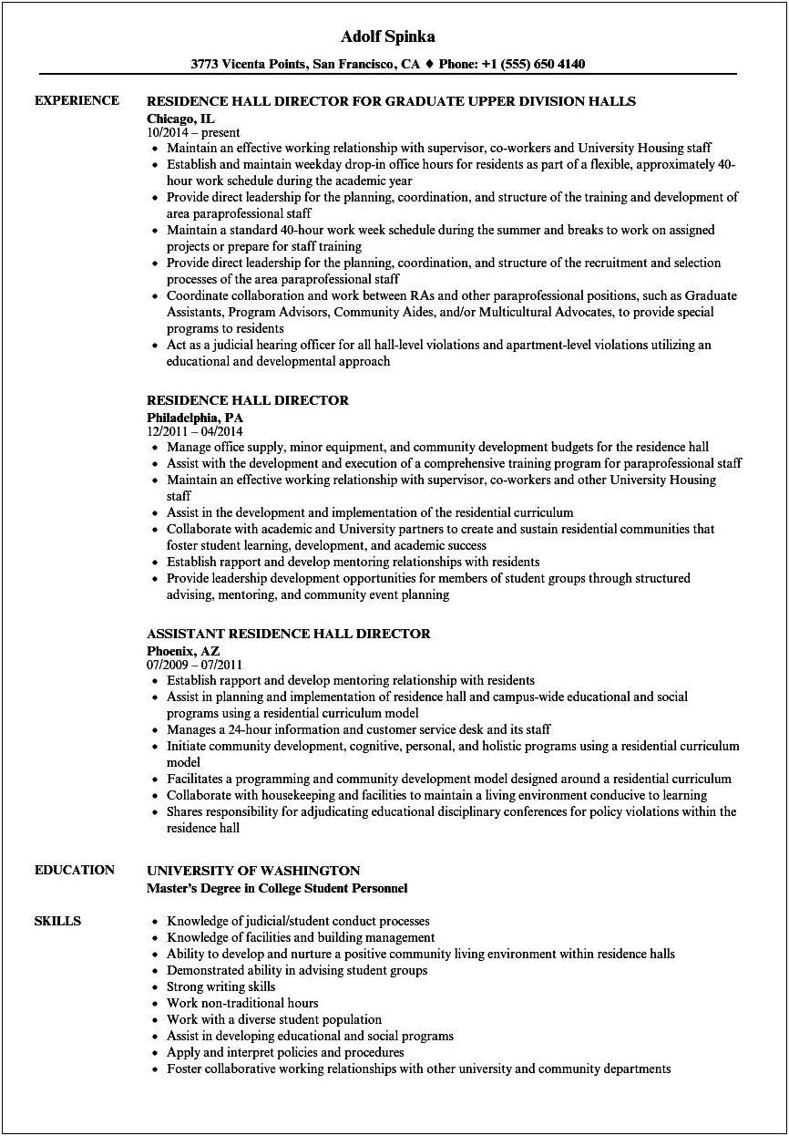 Teacher Resume With Experience And Advisor Directing