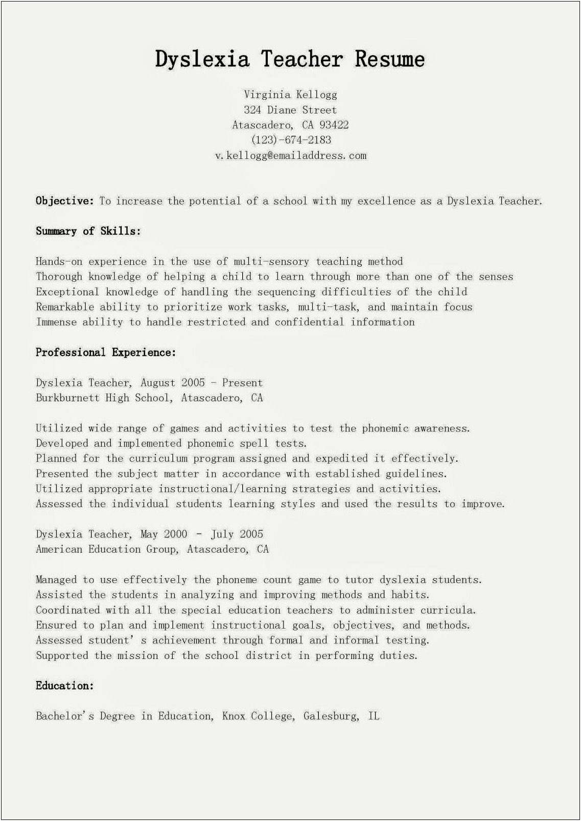 Teaching Assistant Summary To Put On Resume