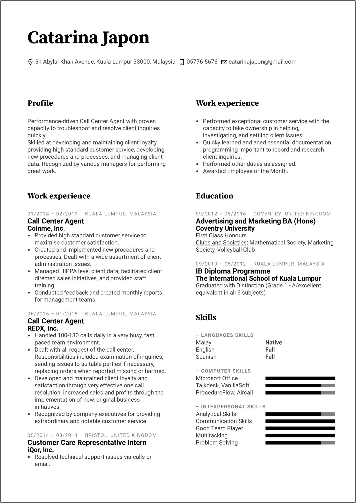 Team Player Working In Past Faced Resume