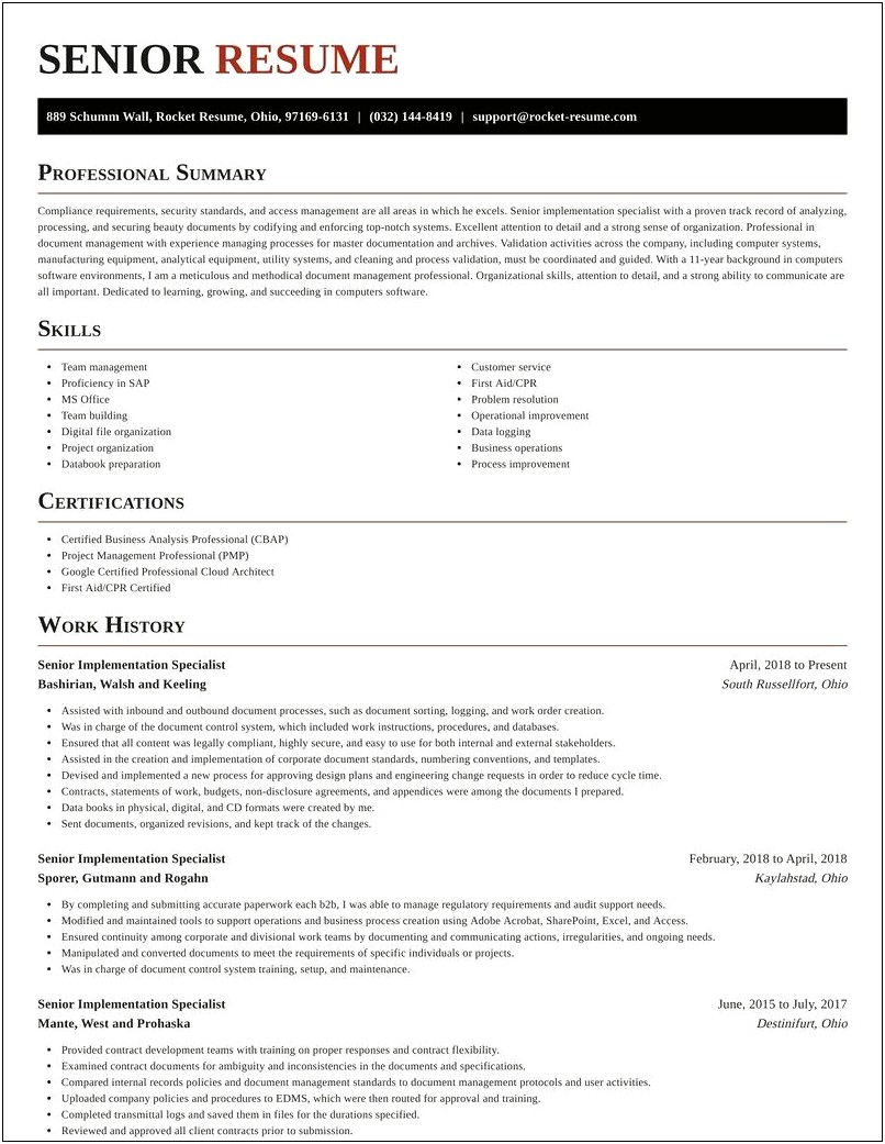 Technical And Implementation Specialist Sample Resume