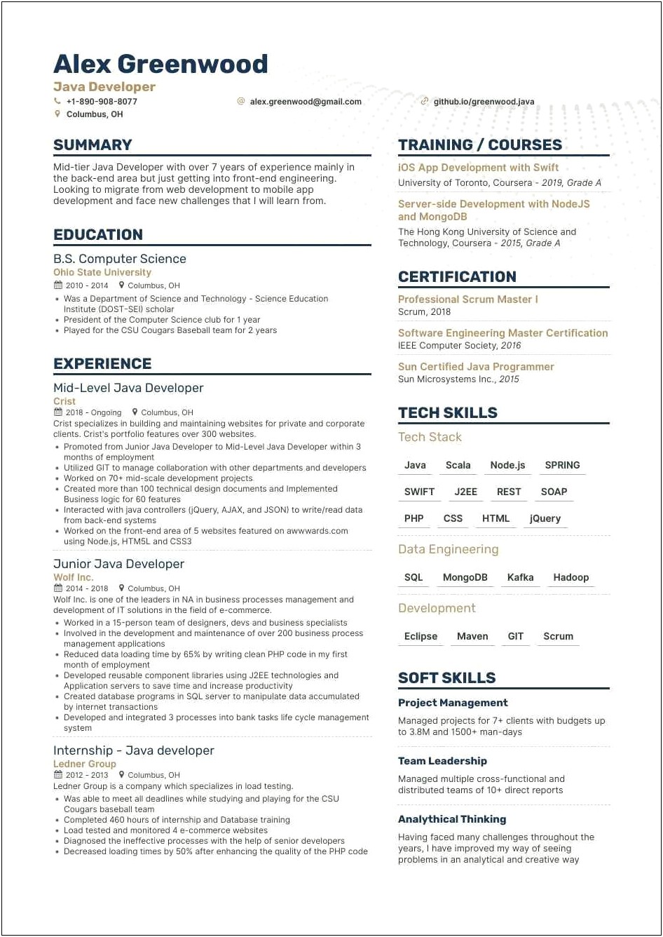 Technical Java Trainer Job Description For Resume