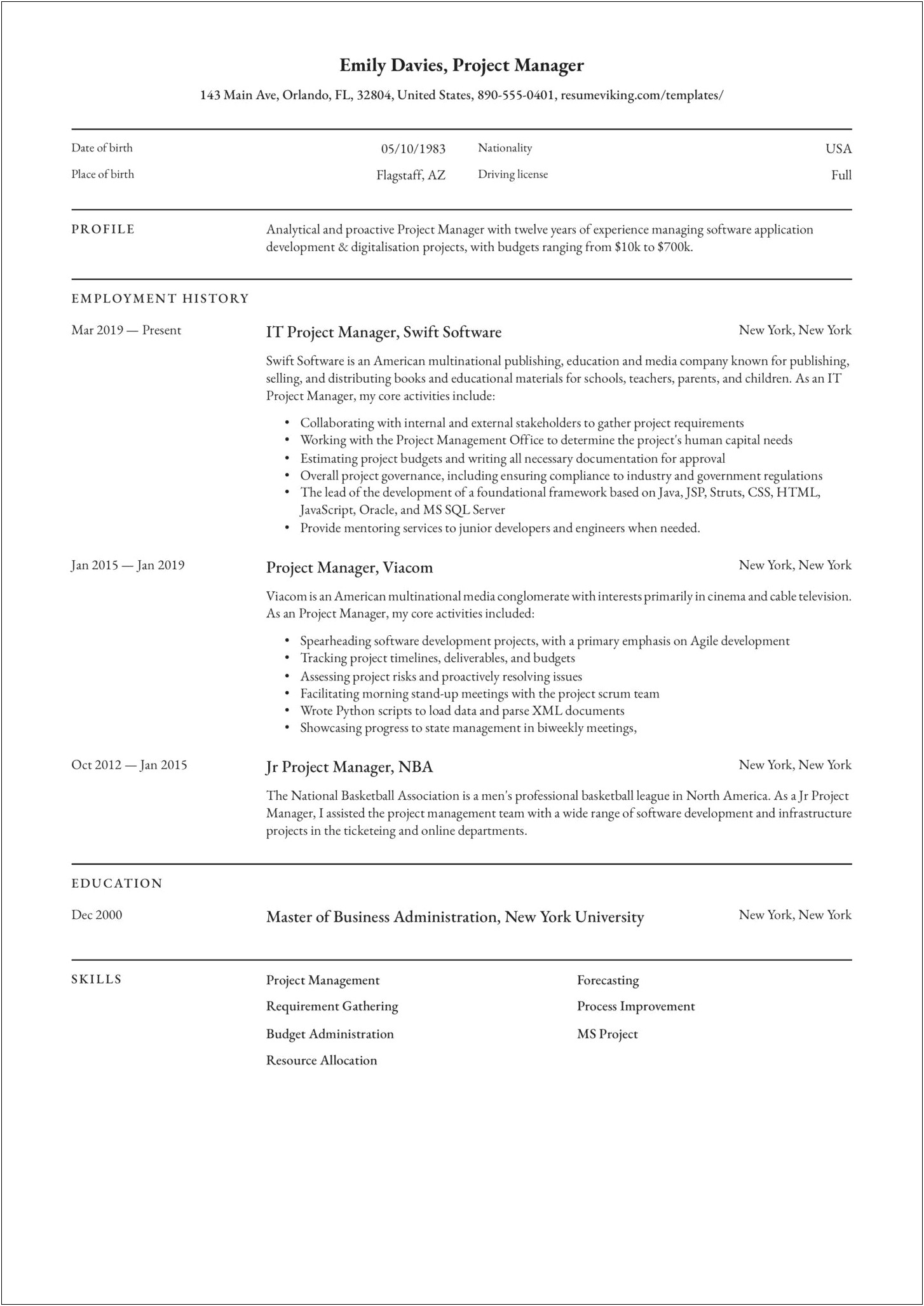 Technical Project Manager Resume Sample Pdf