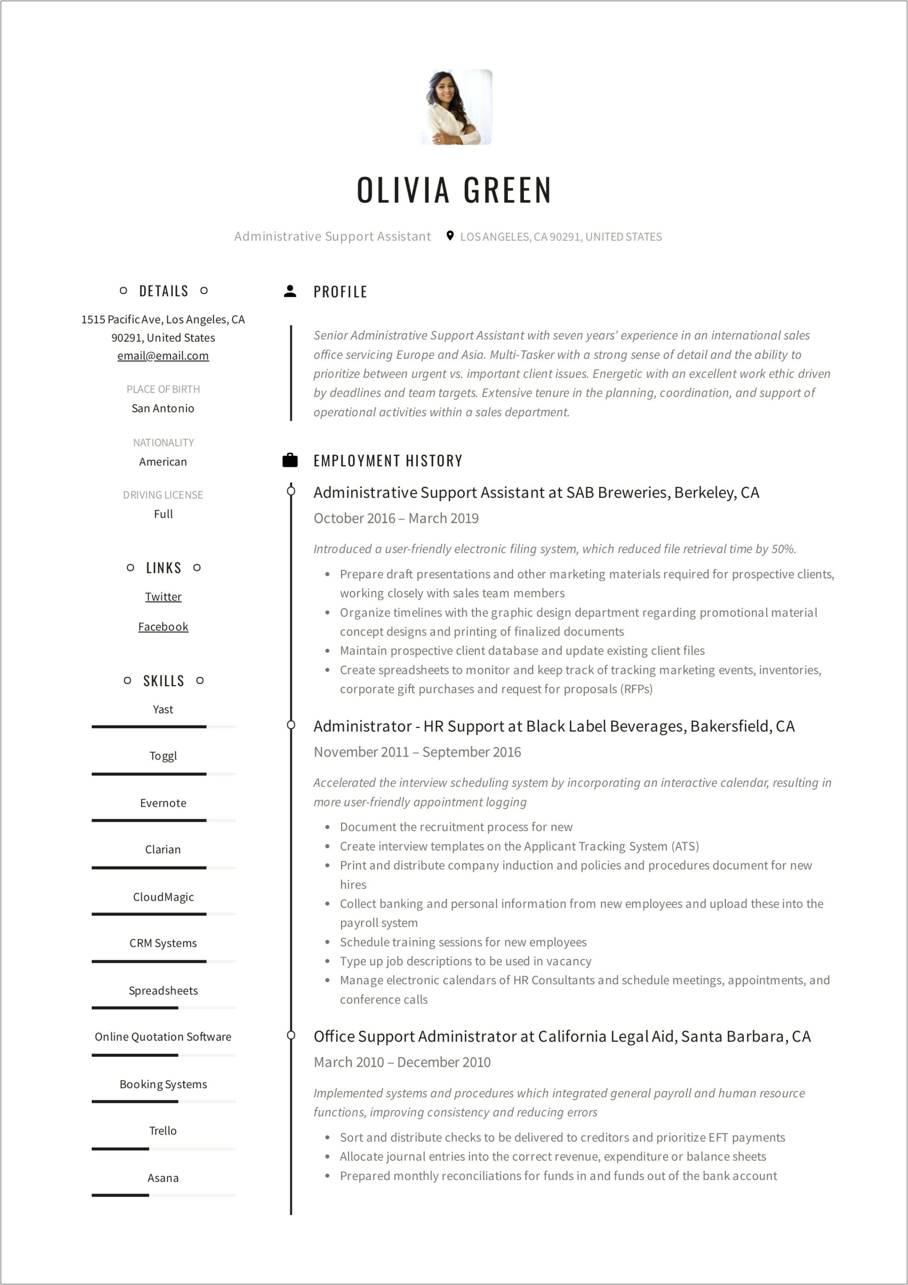Technical Skills For Administrative Assistant Resume