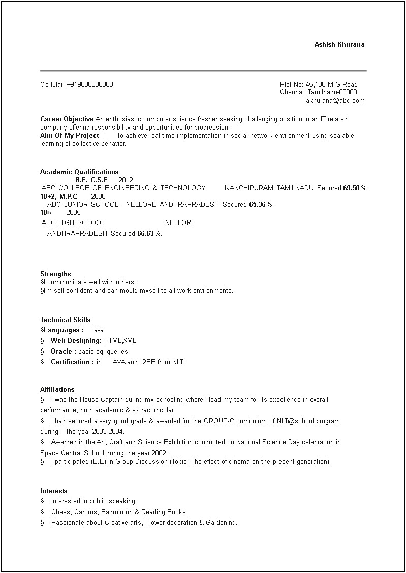 Technical Skills For Computer Science Engineer Resume