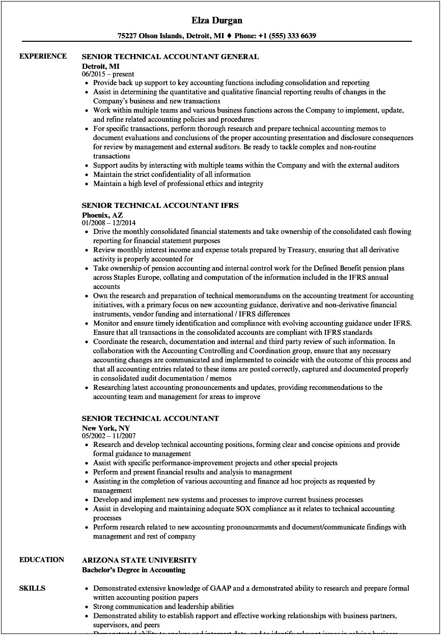 Technical Skills In Resume For Accountant