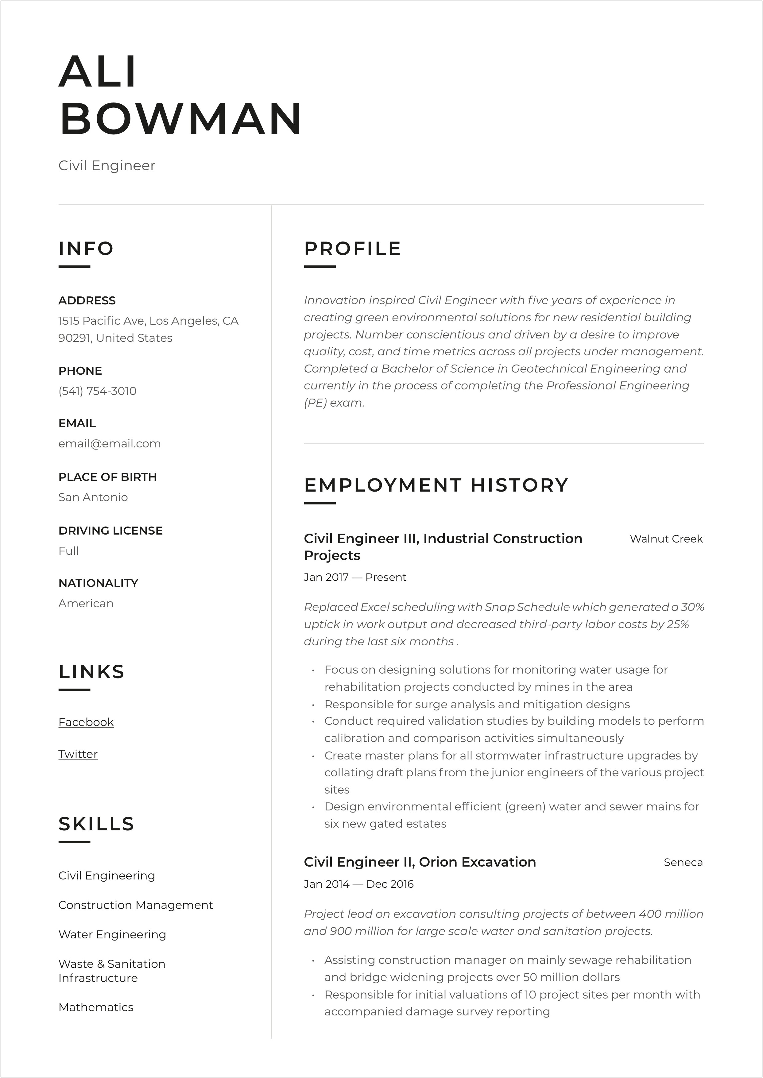 Technical Skills In Resume For Civil Engineer