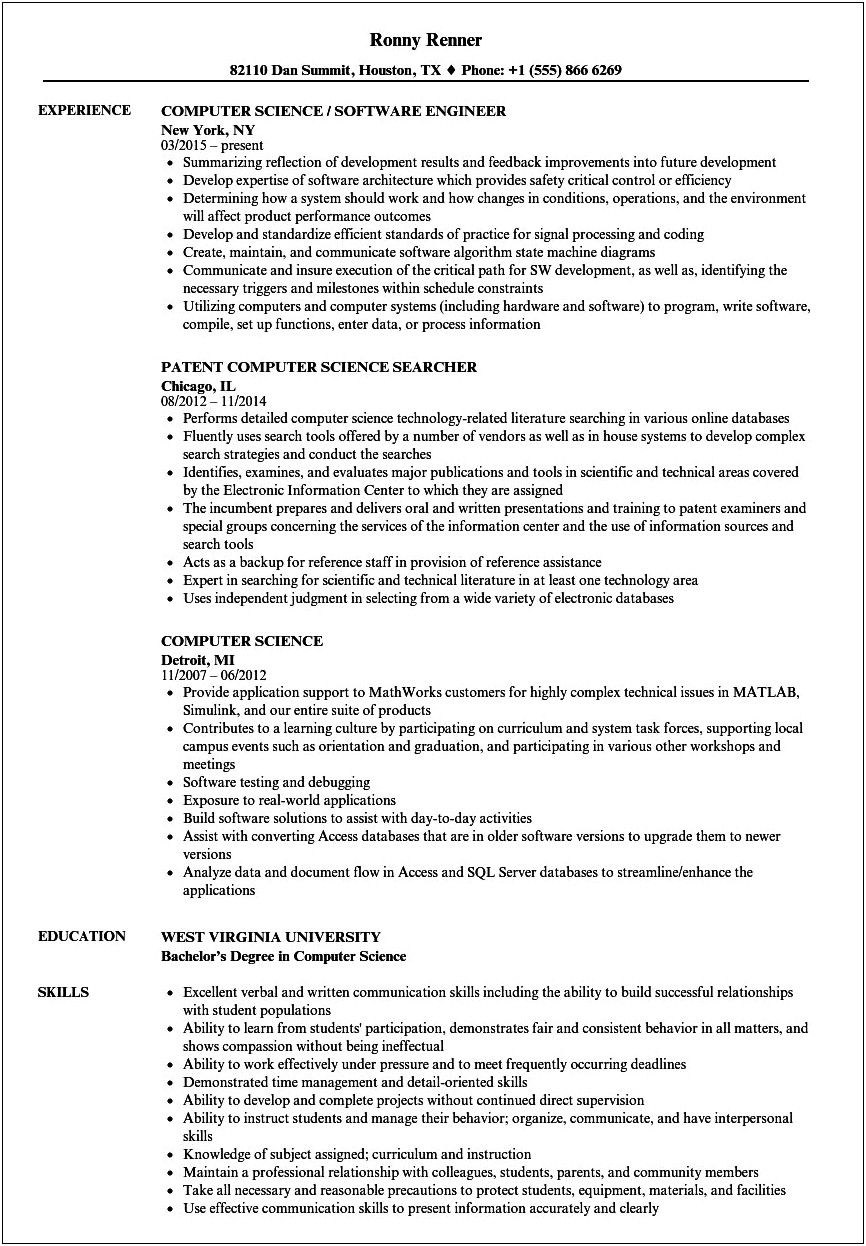Technical Skills List For Computer Science Resume