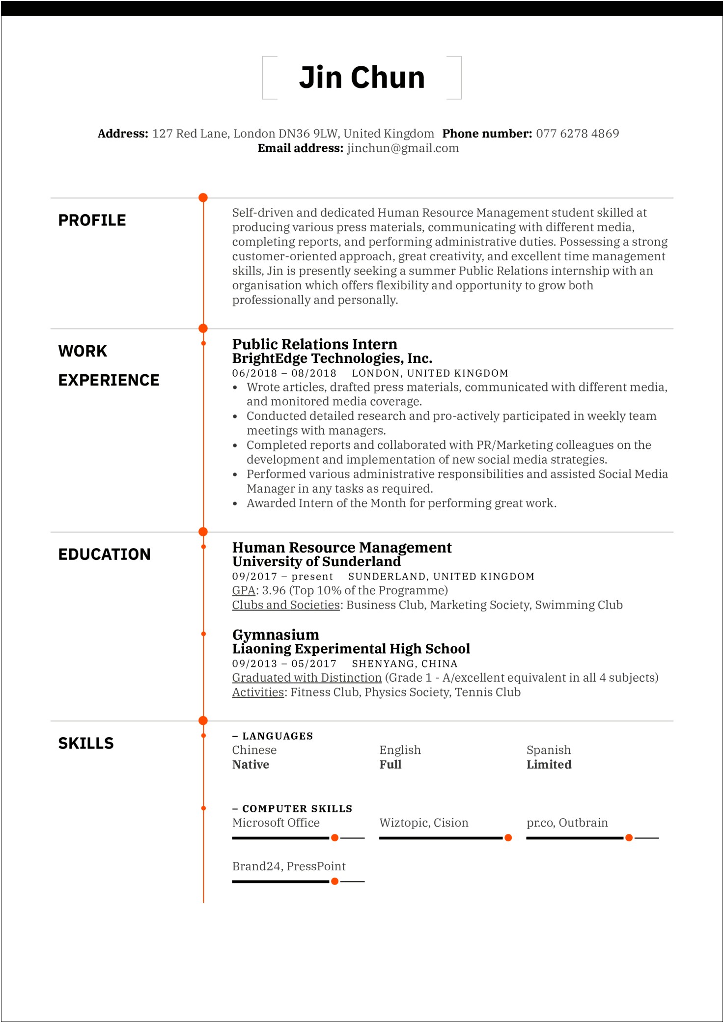 Technical Skills On Resume Public Relations