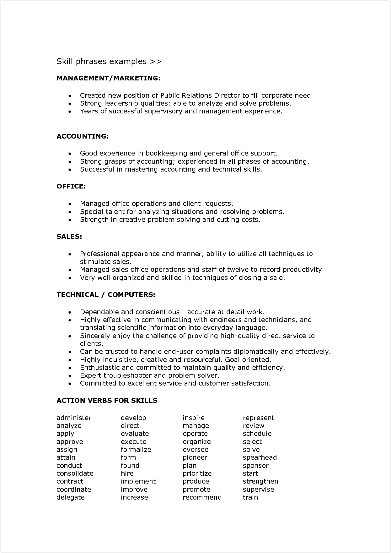 Technical Skills Section Of Resume Examples