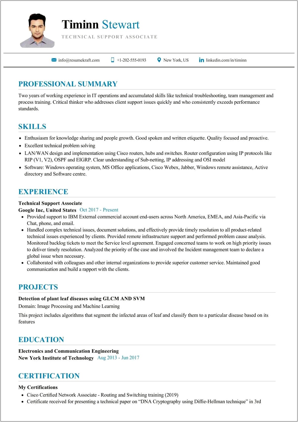 Technical Support Engineer Freshers Resume Samples