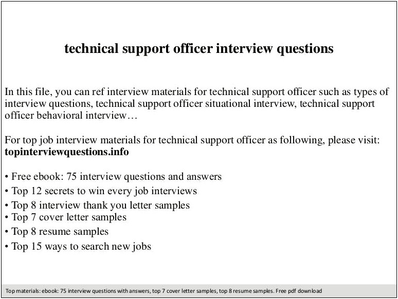 Technical Support Job Description For A Resume
