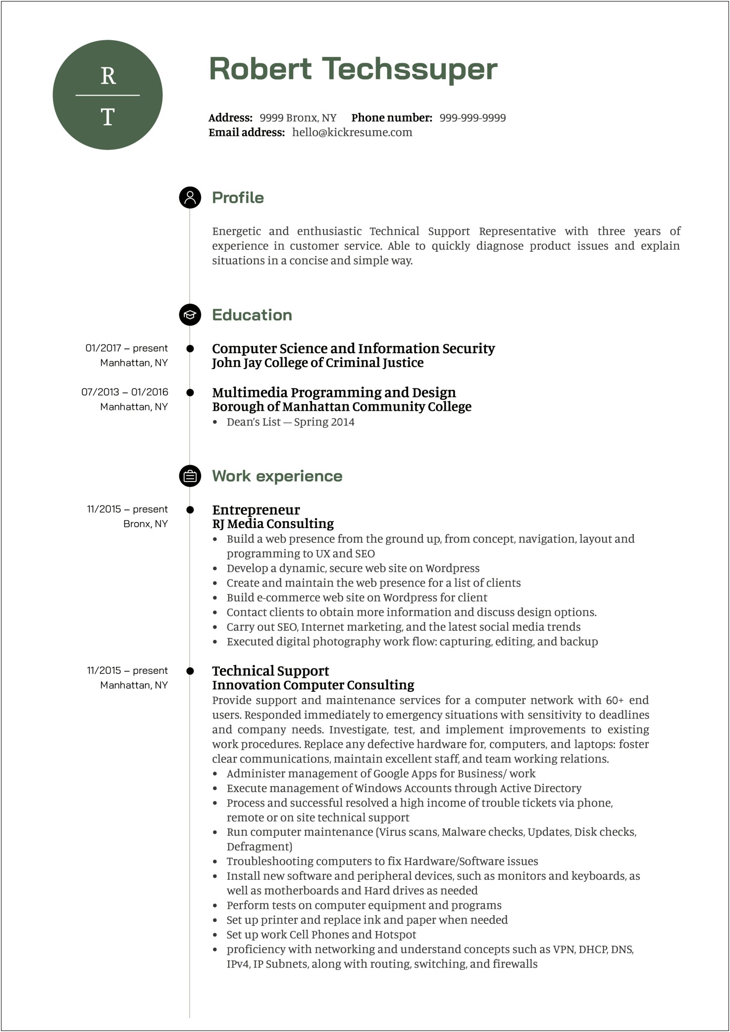 Technical Support Resume Template And Sample