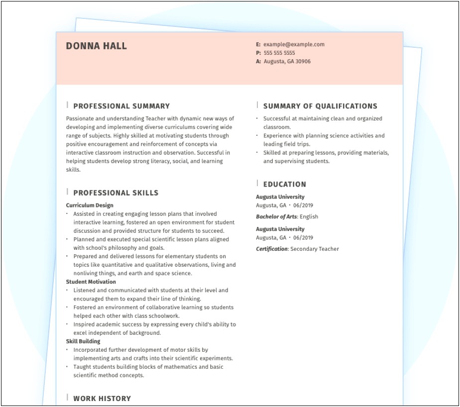 Template For Writing Resume Summary Of Qualifications