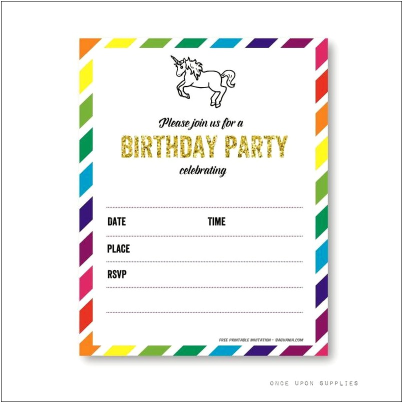 Template Free Printable Unicorn Birthday Invitations