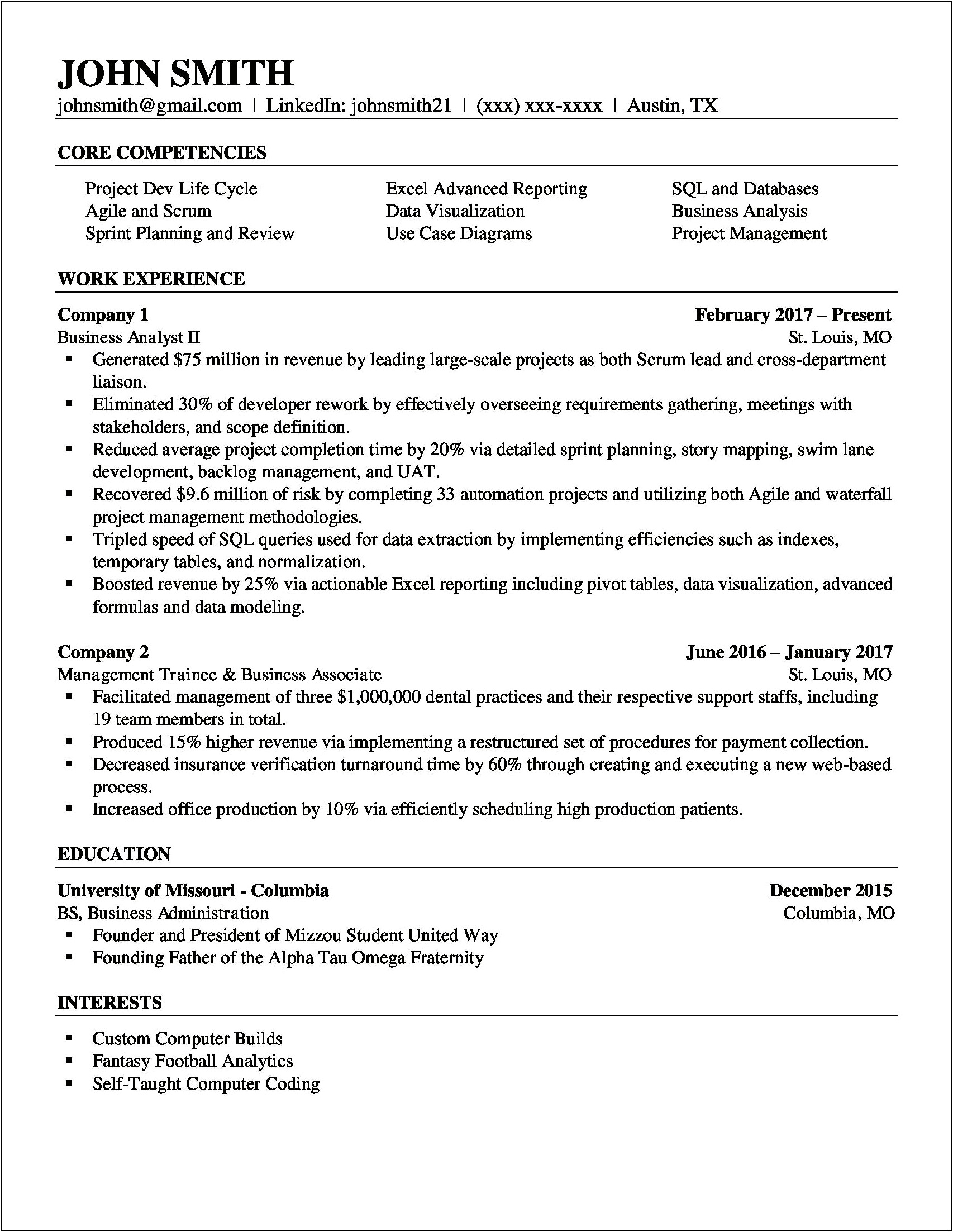 Template Of A Analyst Resume Reddit
