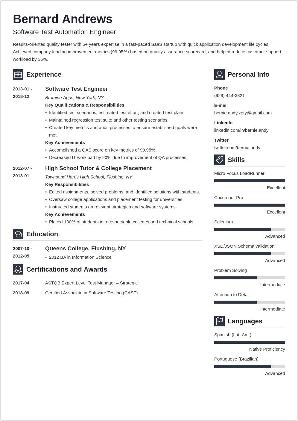 Test Manager Roles And Responsibilities Resume