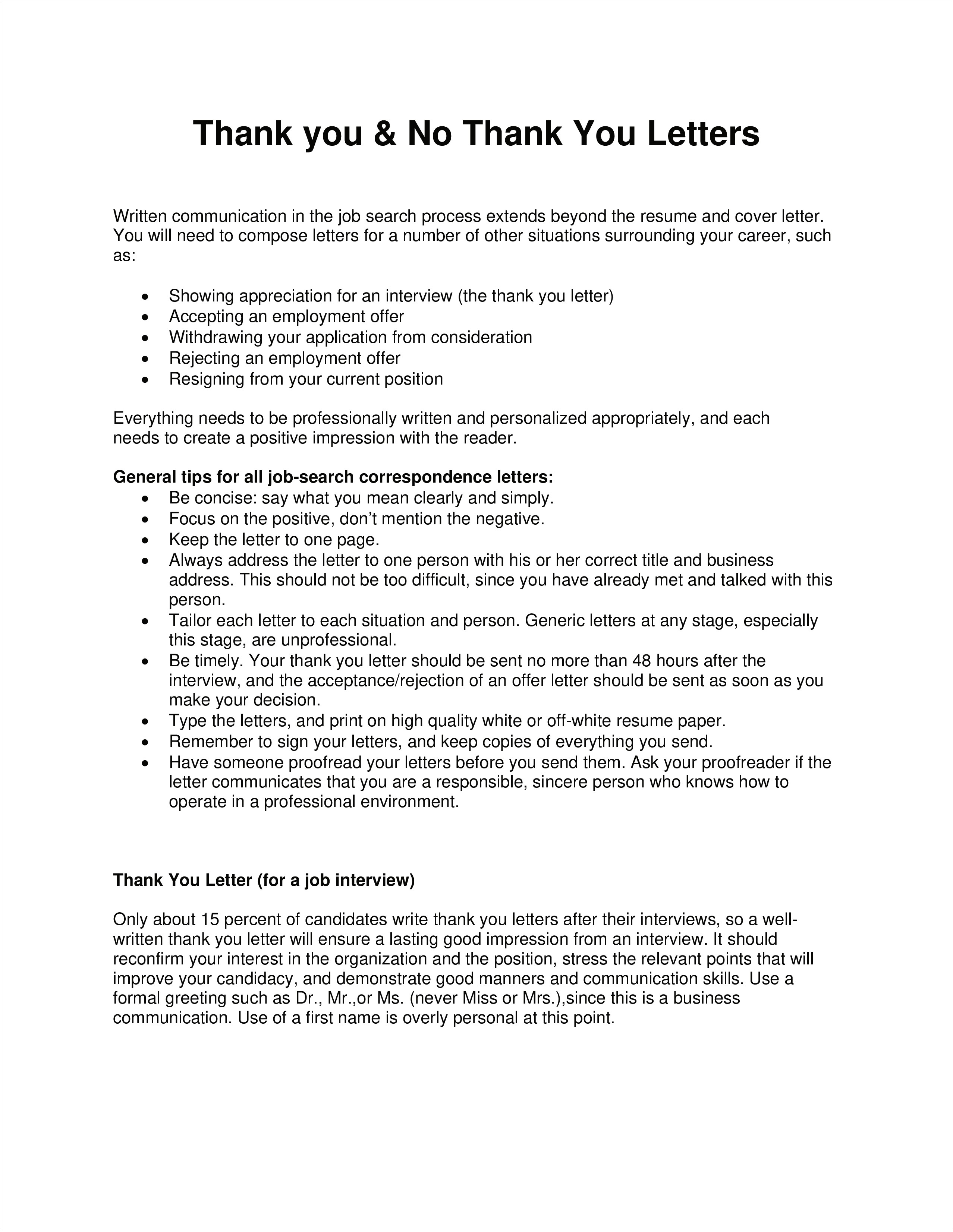 Thank You Letter For Acceptaning Resume